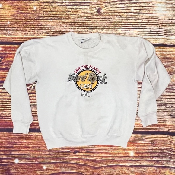 Vintage 80s Hard Rock Cafe Maui Hawaii 1980s Crewneck Pullover Sweatshirt - Picture 1 of 5